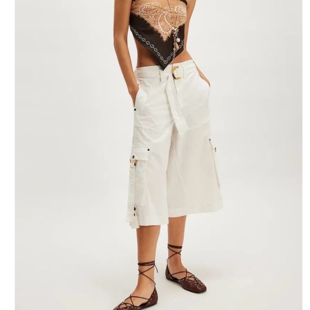 NWT Free People Tidal Wave Cropped Cargo Pants, Size 6